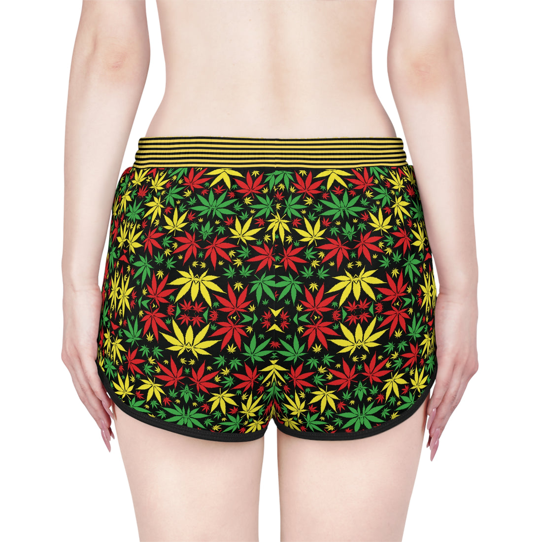 Black Tropical Rasta Toned Relaxed Gym Shorts