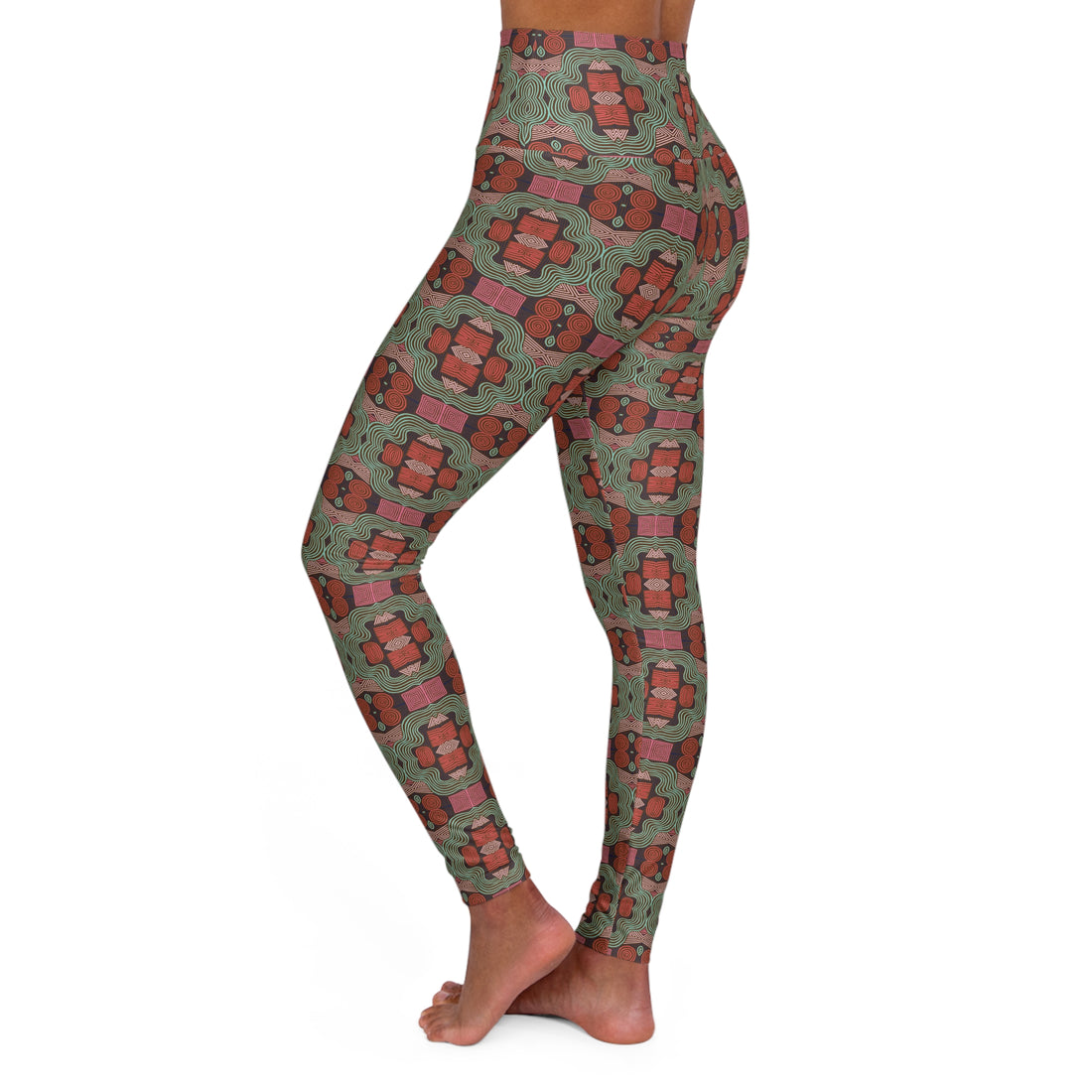 Brown Geometric Print Yoga Leggings