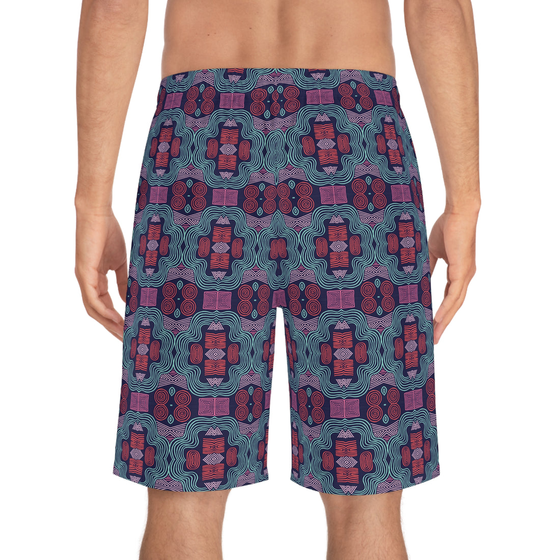 Ink Geometric Print Men's Board Shorts (AOP)