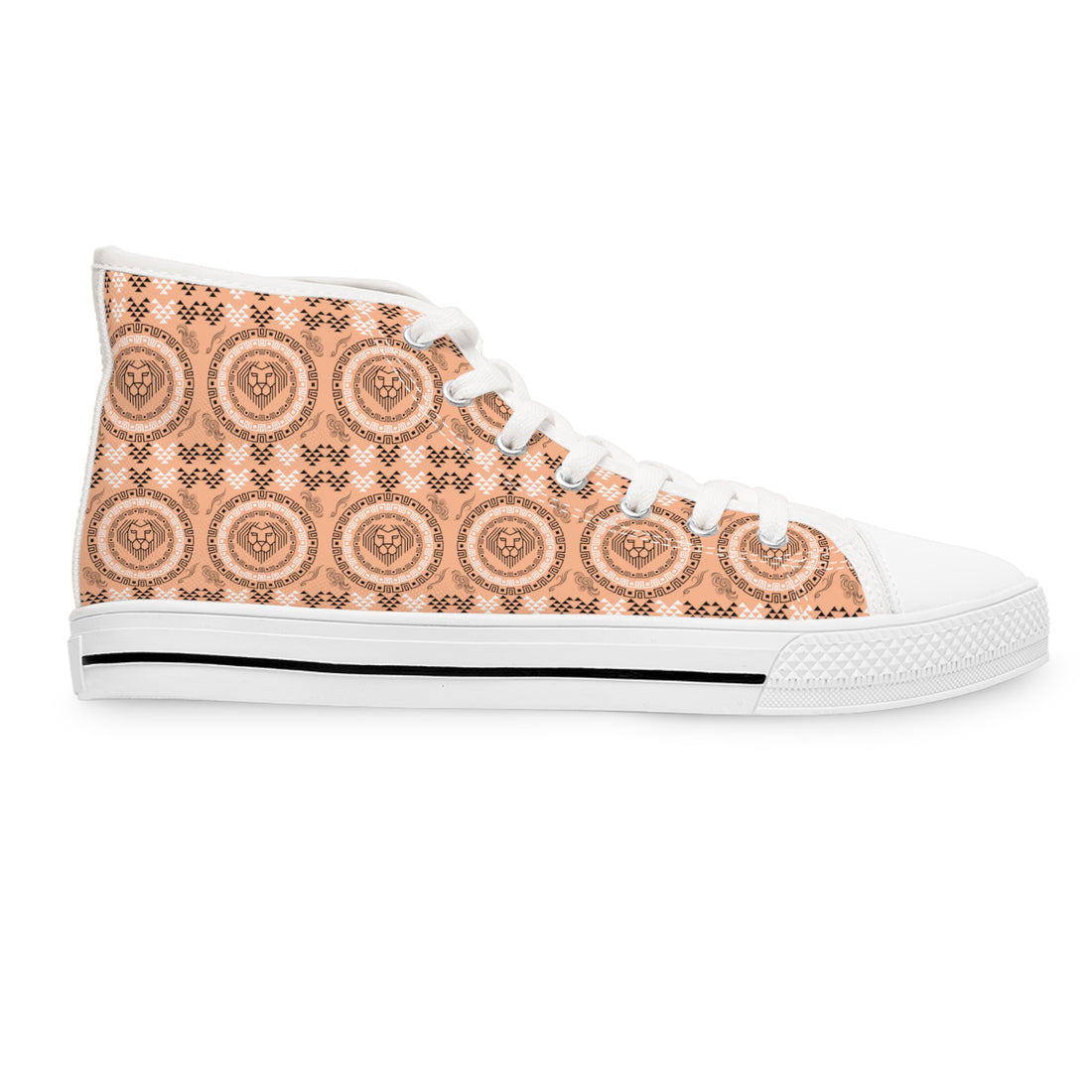 Peach Geo Lion Head Women's High Top Sneakers