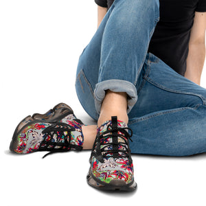 Slate Floral Pop OTT Men's Mesh Knit Sneakers