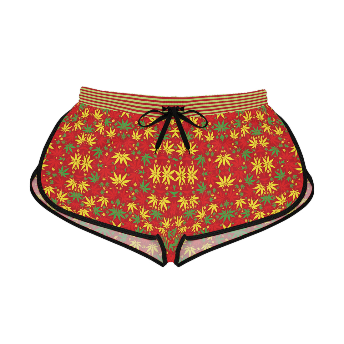 Red Tropical Rasta Toned Relaxed Gym Shorts