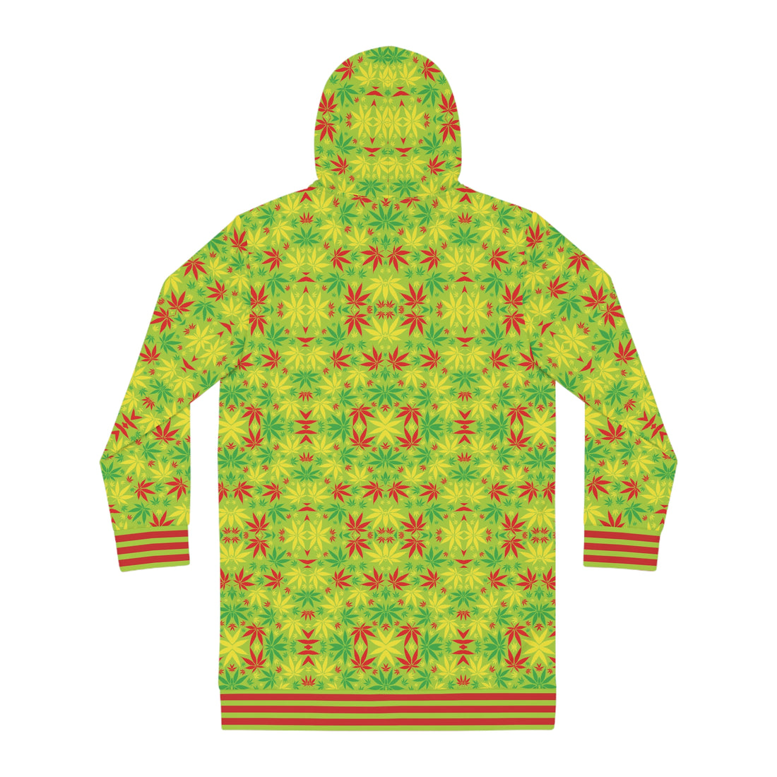 Lime Tropical Rasta Toned Hoodie Dress (AOP)