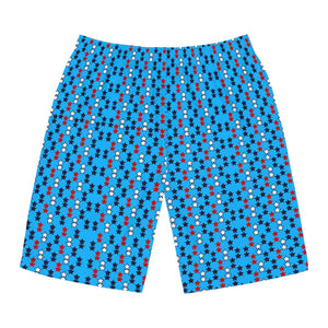 Aqua Blue Star Print Men's Board Shorts (AOP)