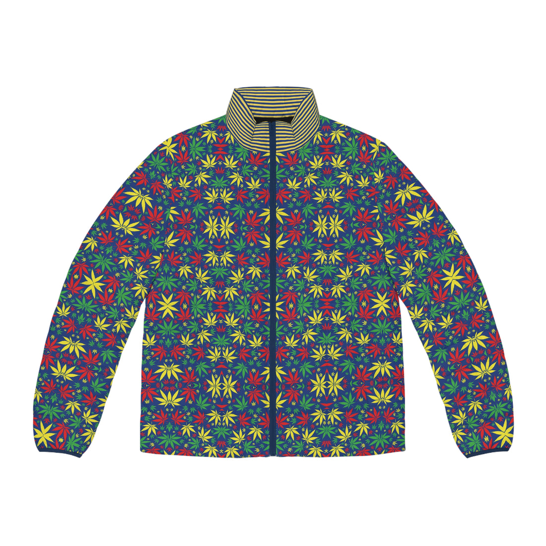 Blue Tropical Rasta Toned Men's Puffer Jacket