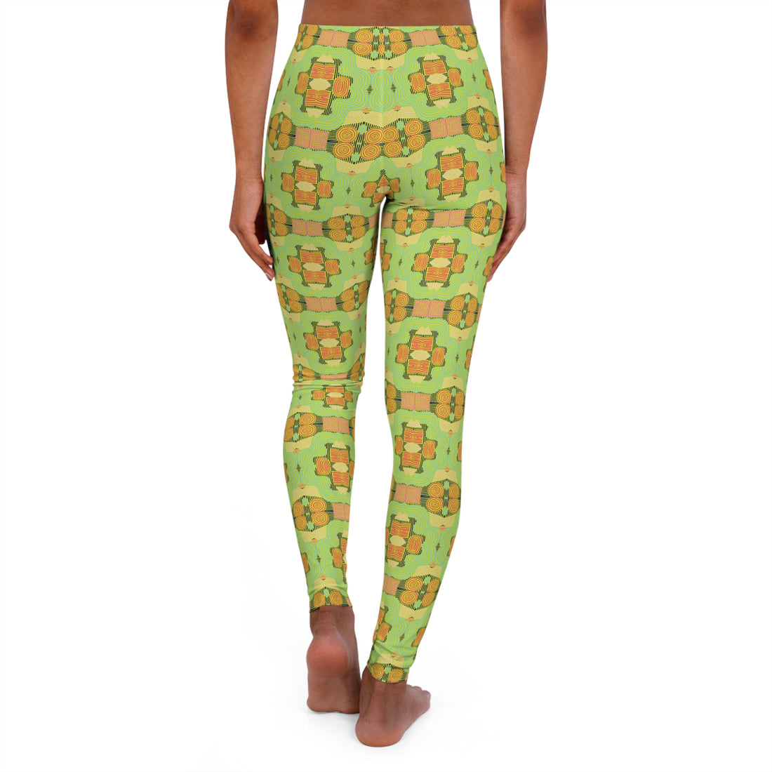 Lime Geometric Print Spandex Leggings