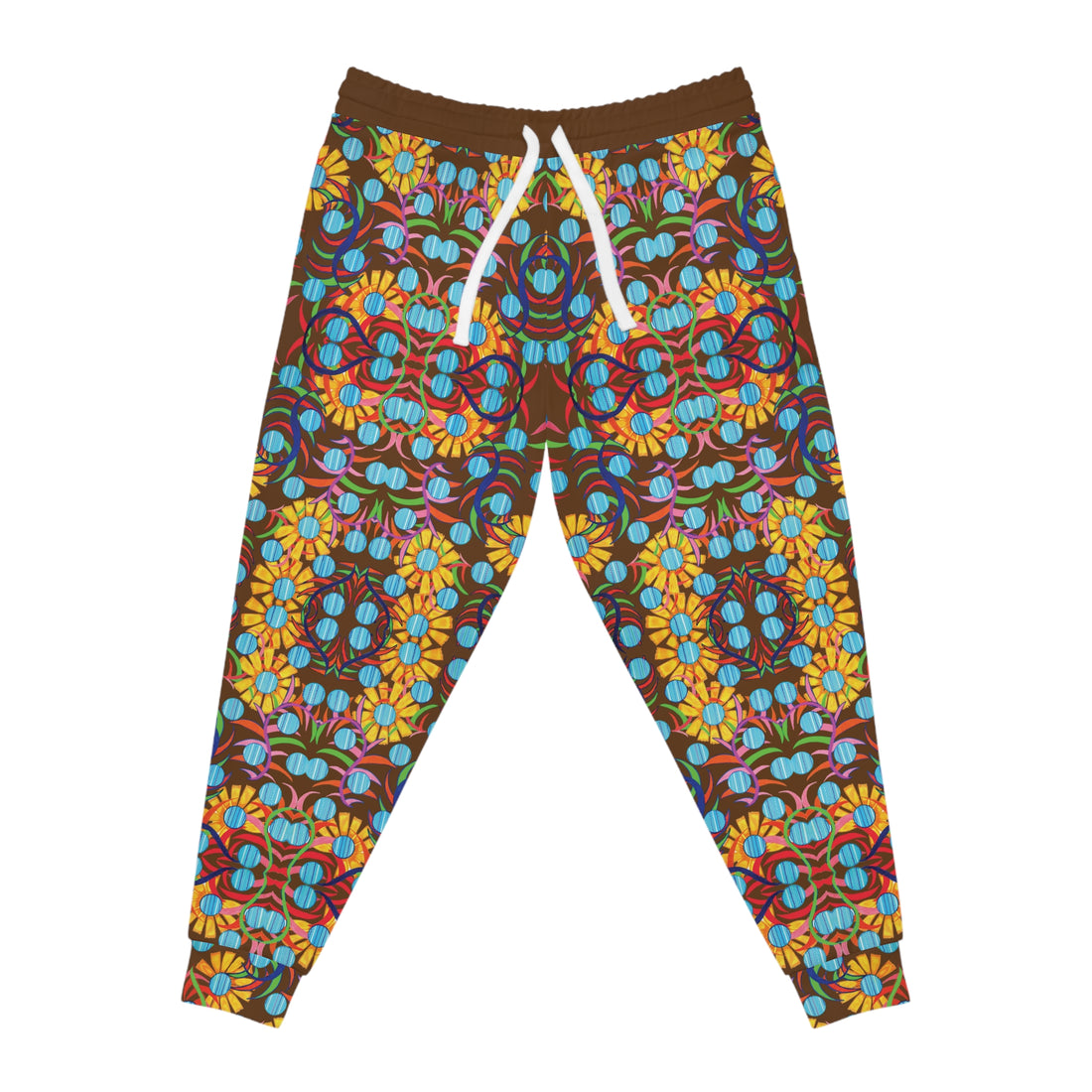 Brown AOP Sunflower Print Joggers