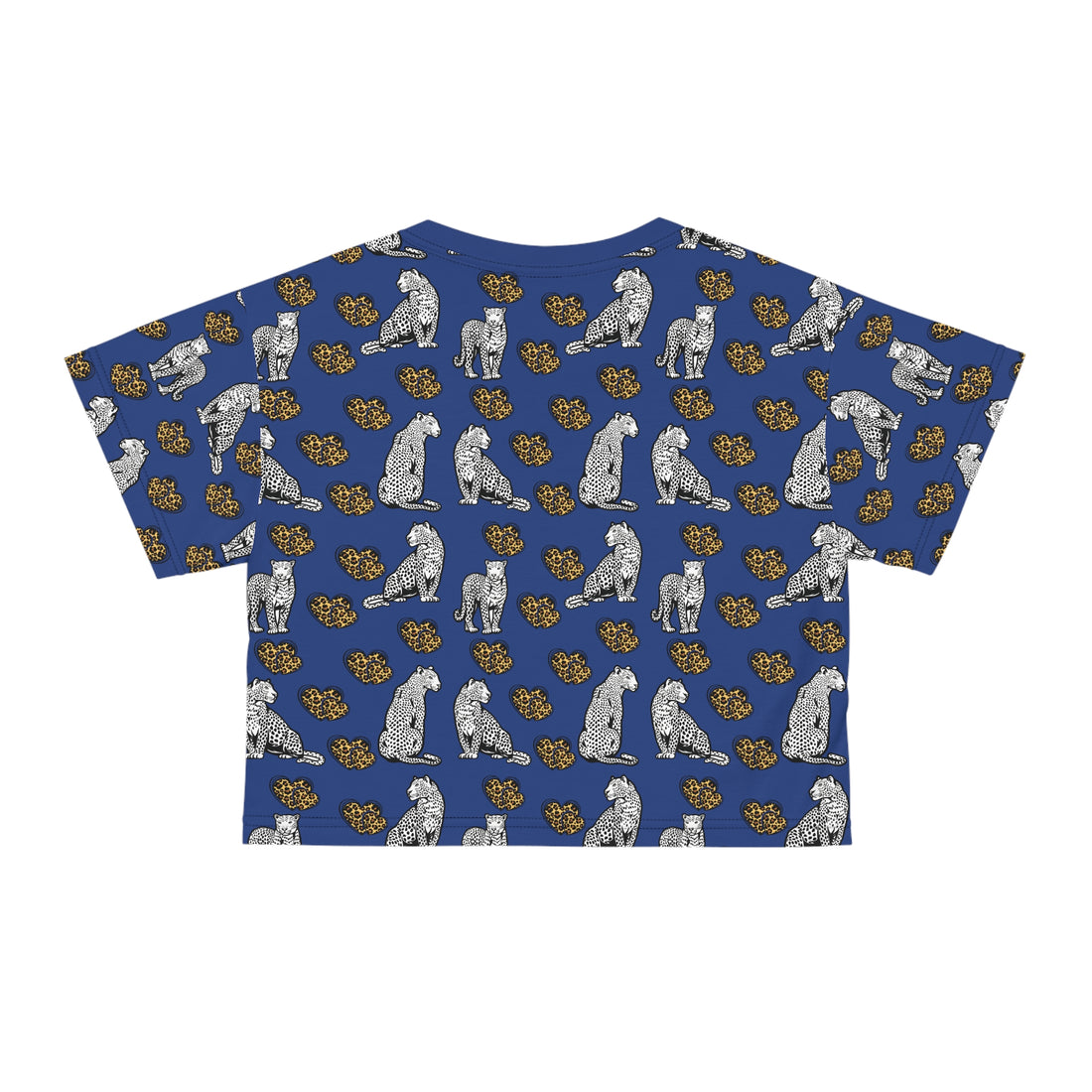 Blue Cheetah Hearts AOP Crop Tee