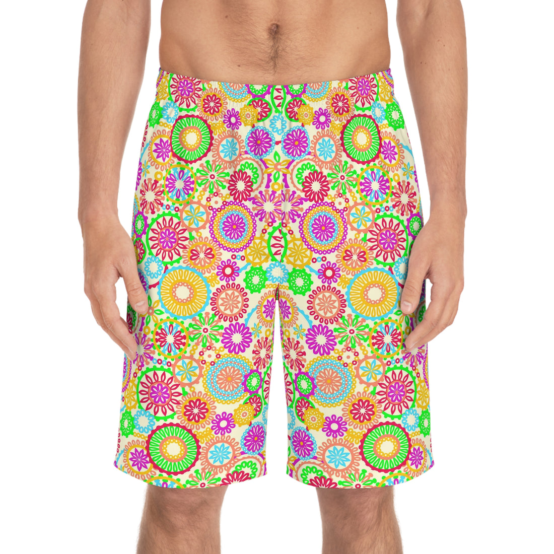 Lemon 70's Vibe Men's Board Shorts (AOP)