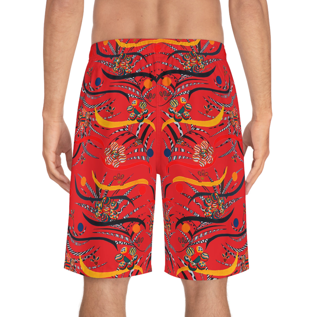 Red Wilderness Print Men's Board Shorts (AOP)