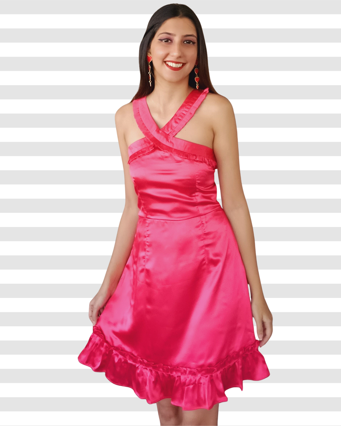 Vinyl Pink Cross Strap Dress