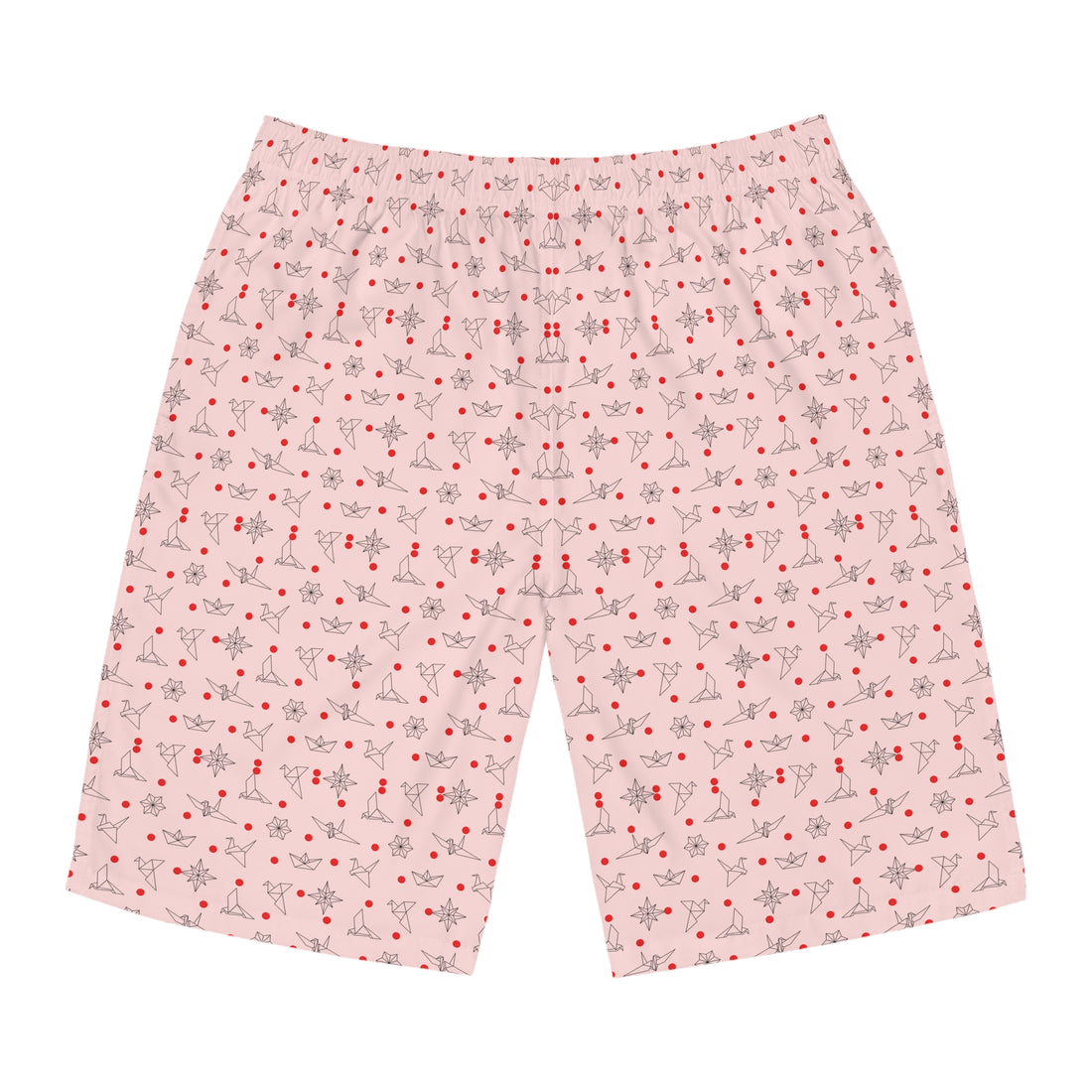 Pale Pink Origami Men's Board Shorts (AOP)