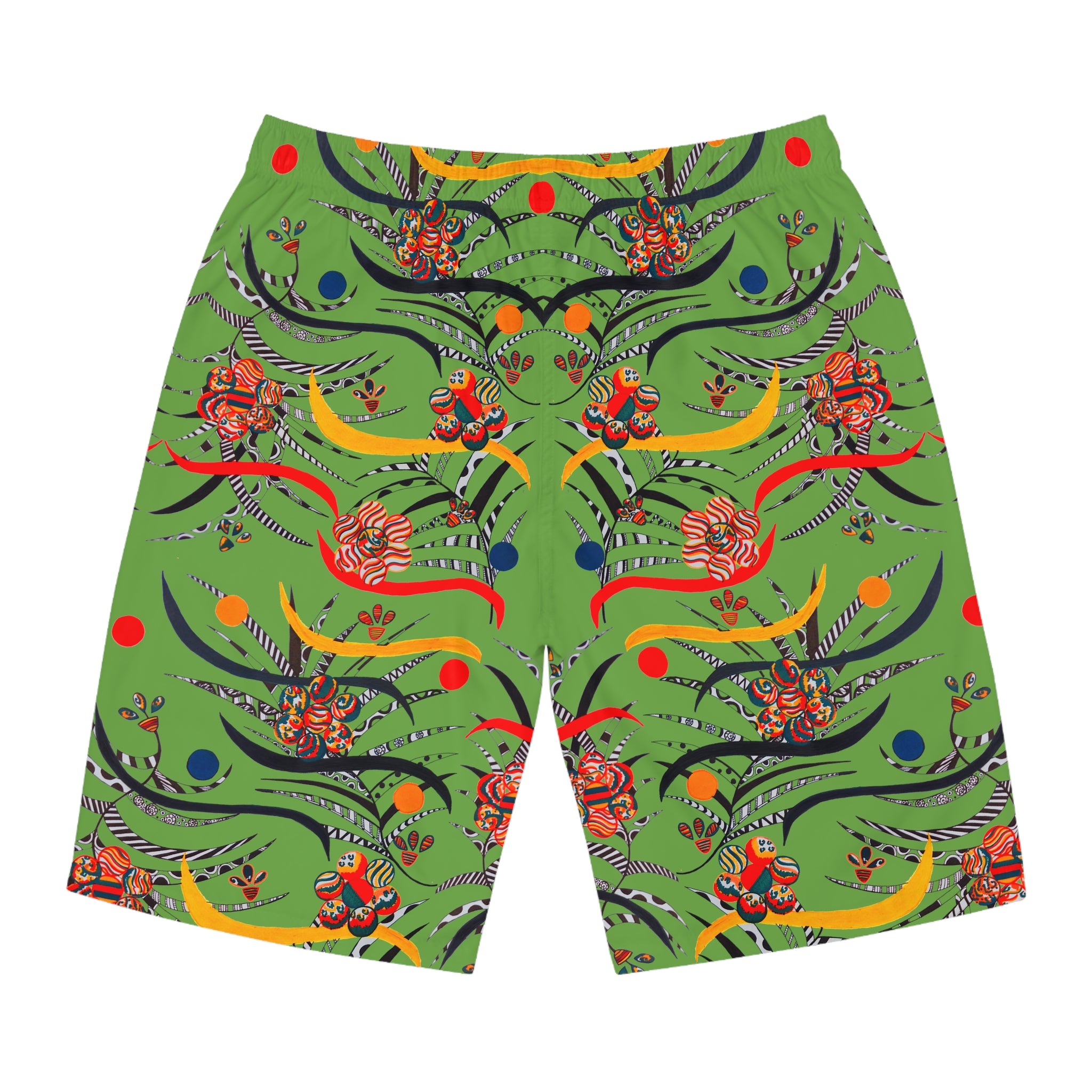Olive Wilderness Print Men's Board Shorts (AOP)