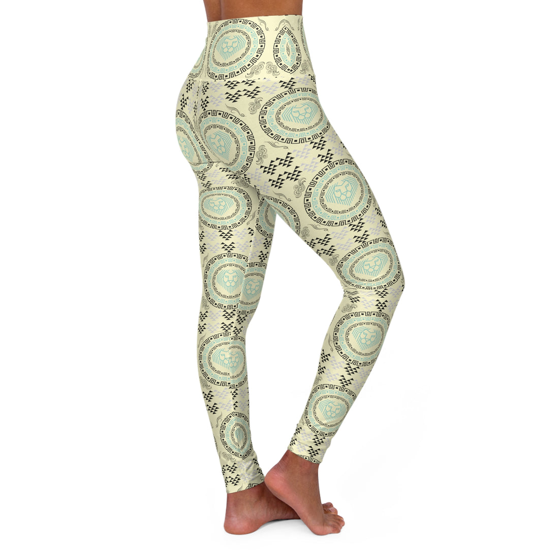 Cream Lion Head Yoga Leggings