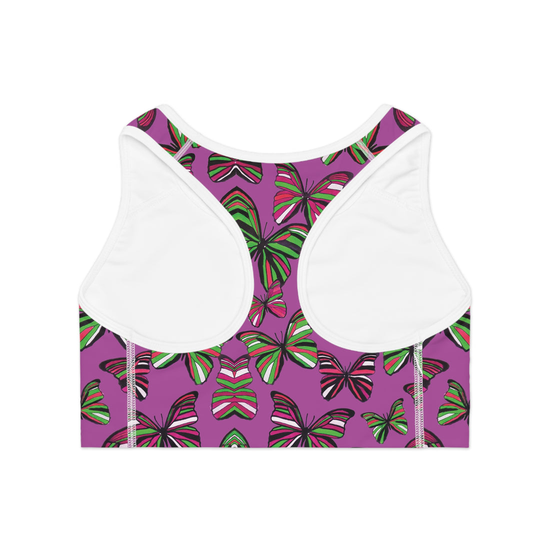 Lilac Bloom Racer Back Butterfly (AOP) Sports Bra