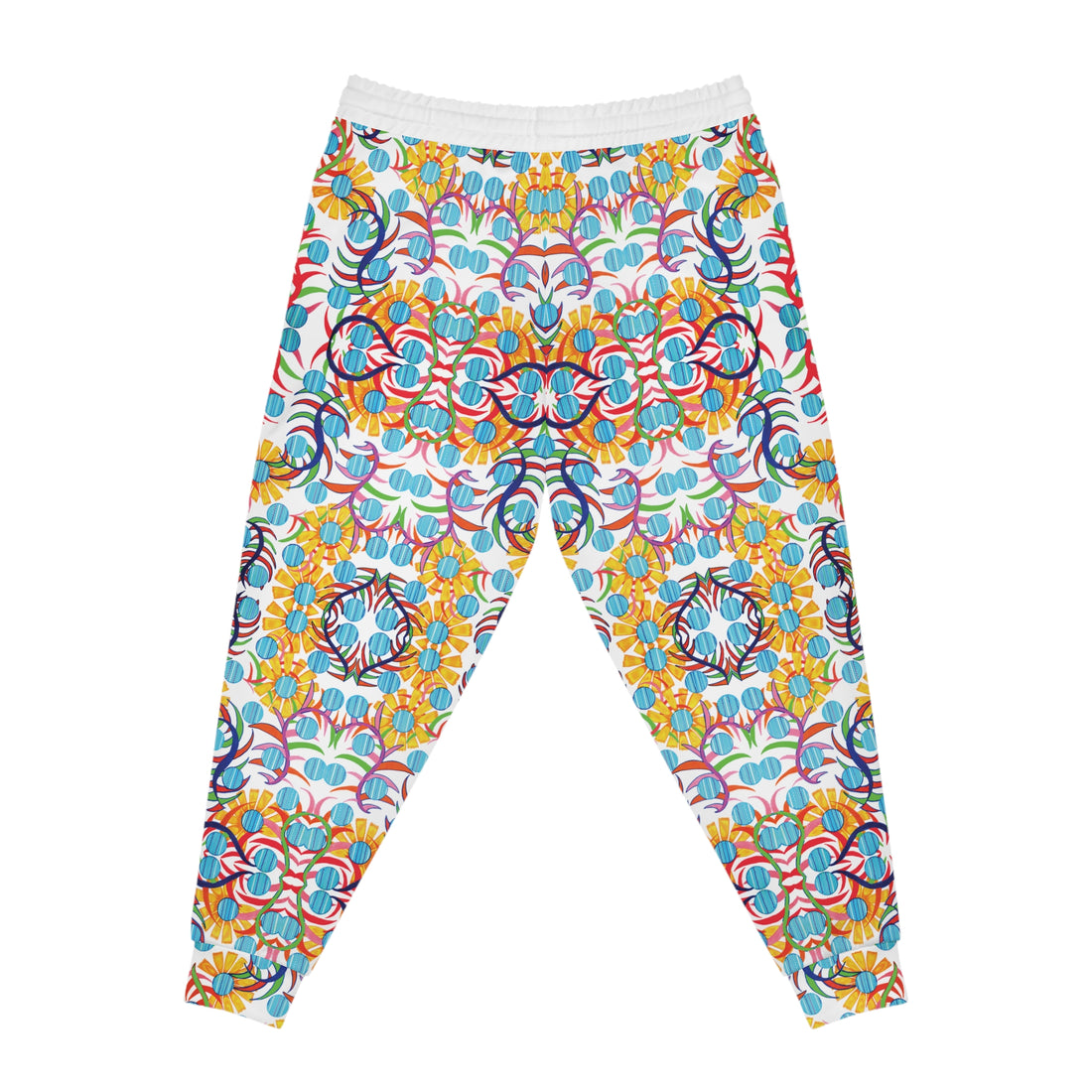 White AOP Sunflower Print Joggers