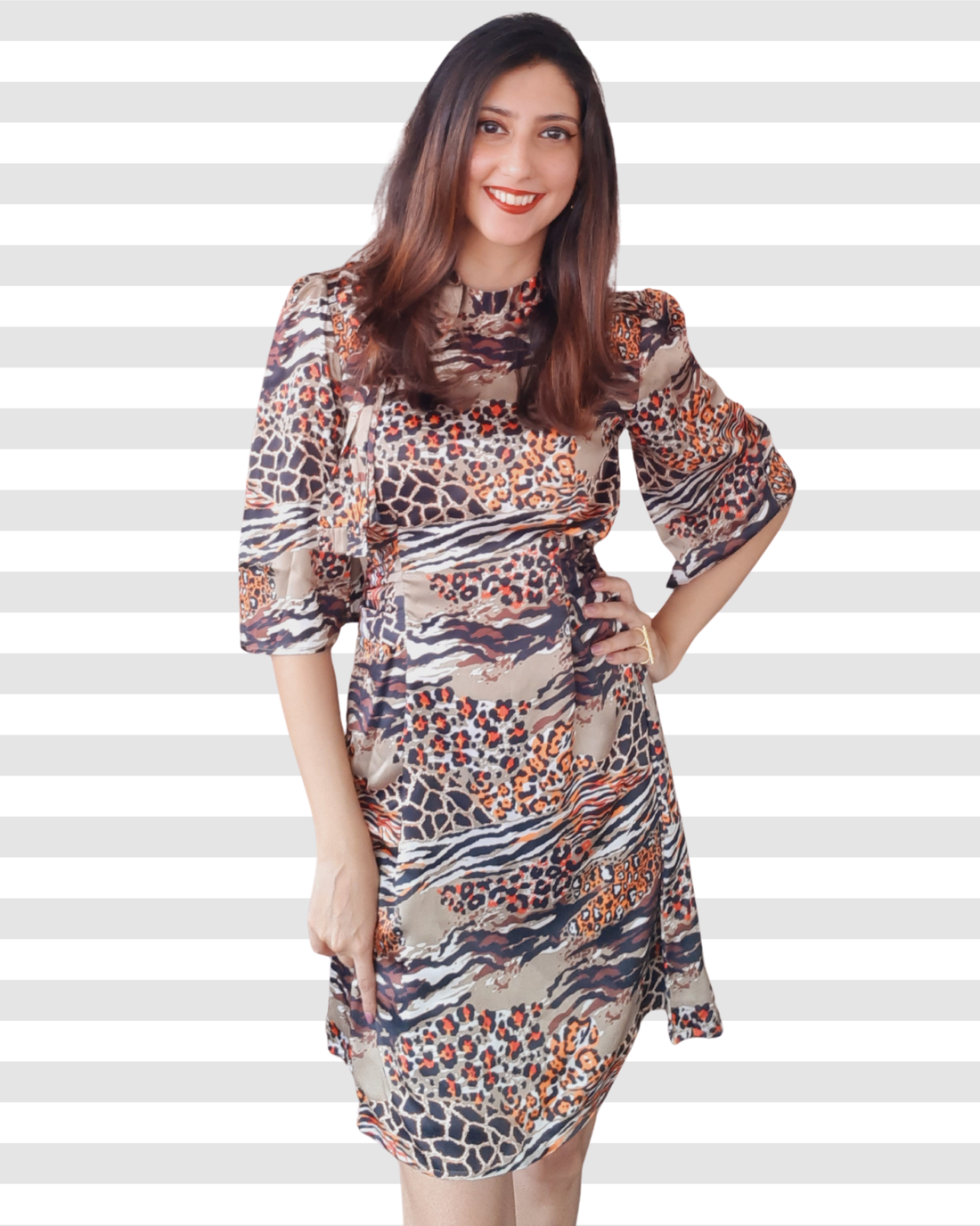 Noir Animal Print Midi Dress