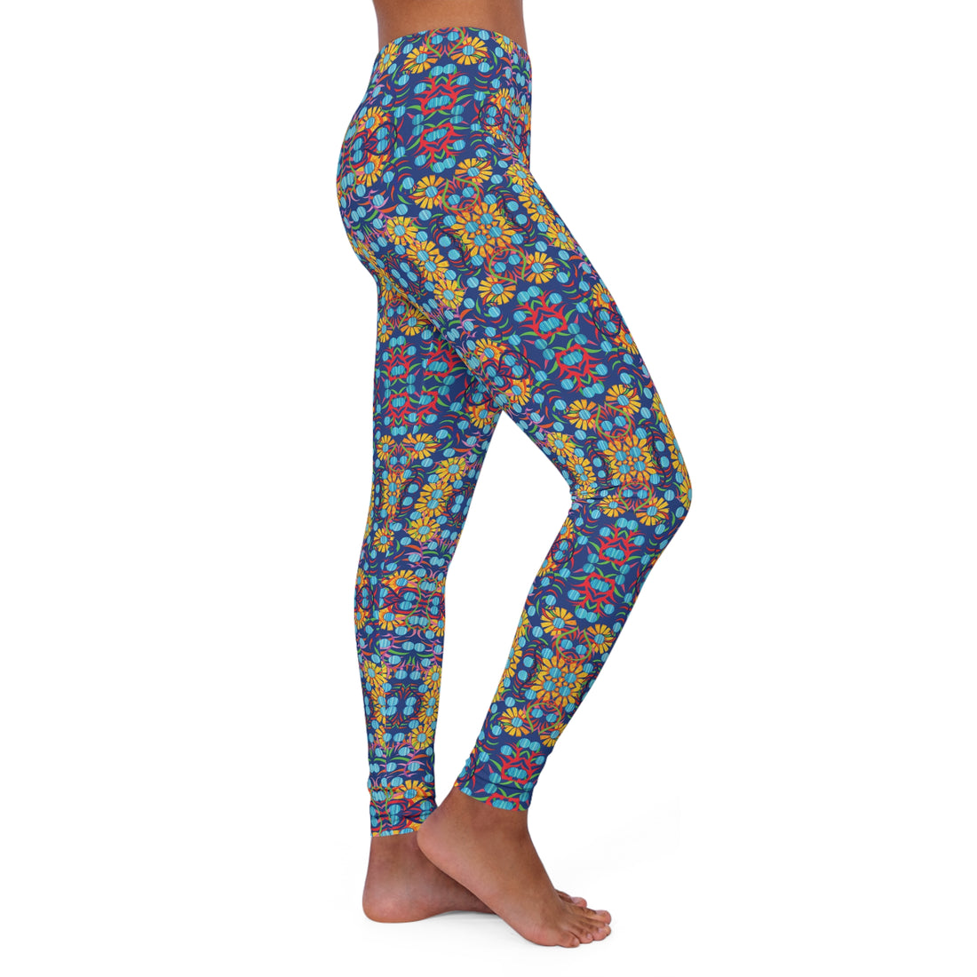 Blue Sunflower Spandex Leggings