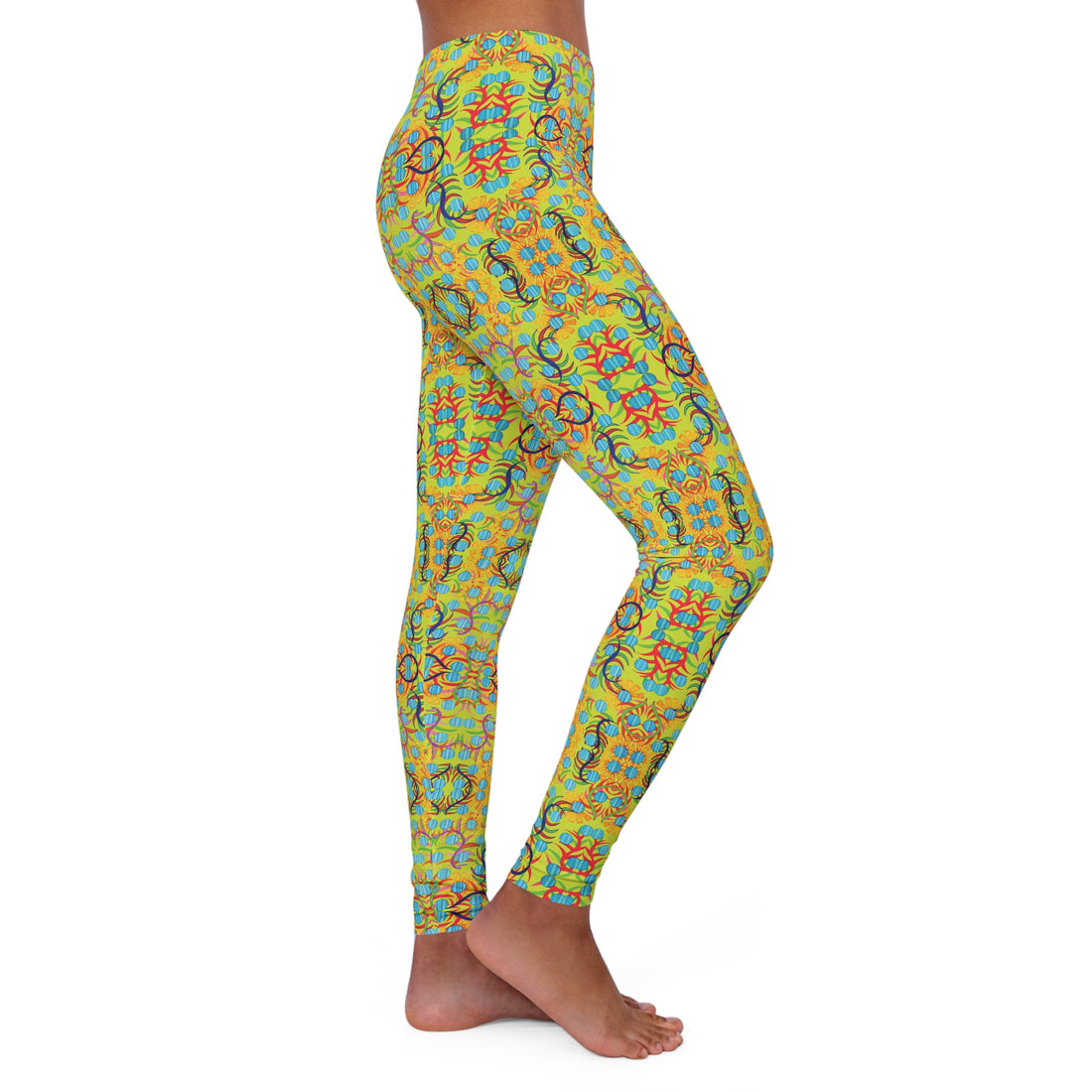 Lime Sunflower Spandex Leggings