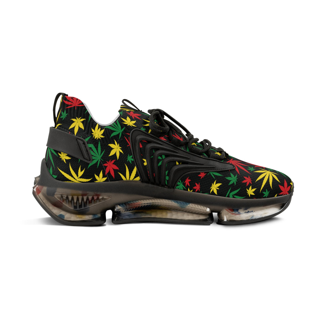 Black Tropical Rasta Toned Men's Mesh Knit Sneakers