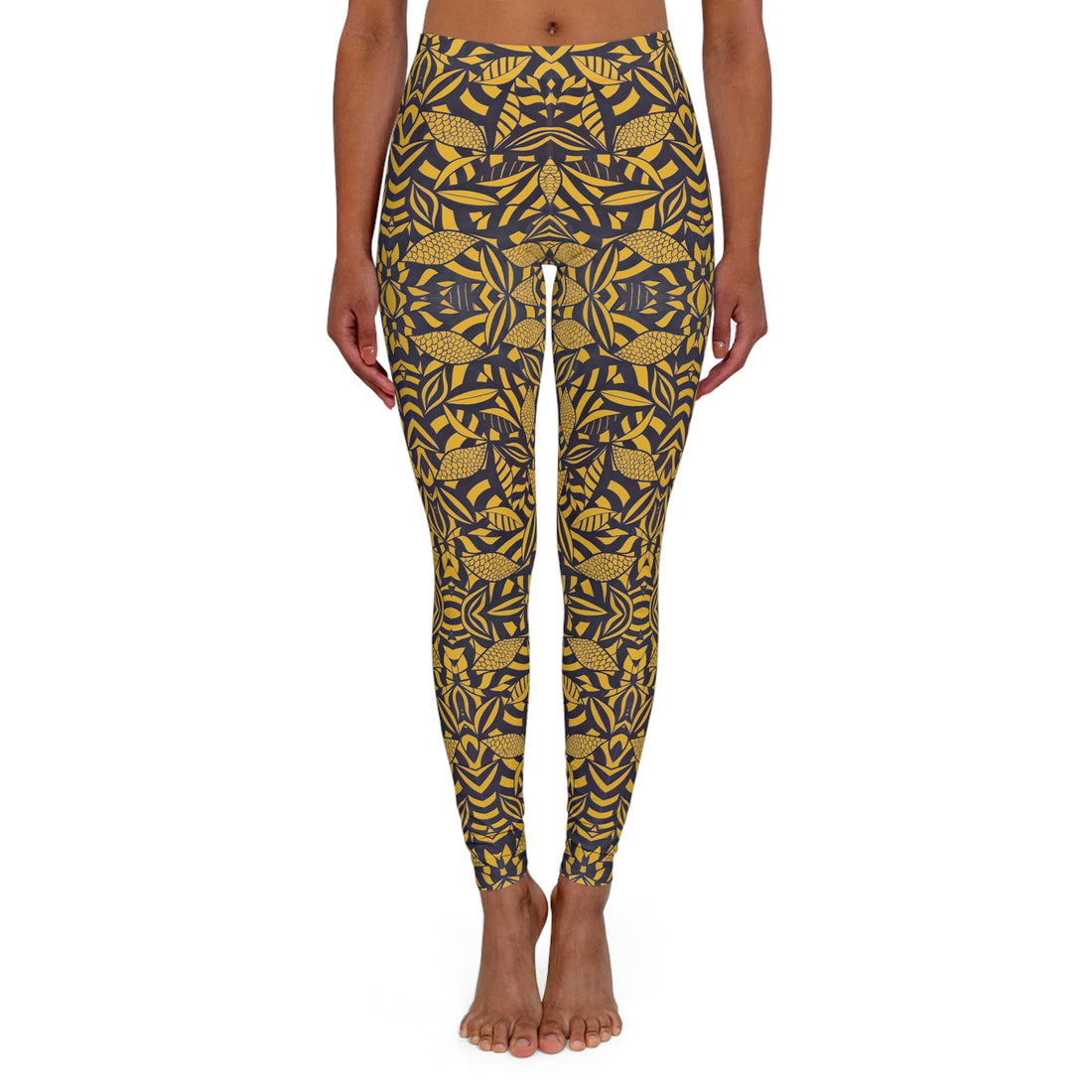 Yellow Tropical Minimalist Spandex Leggings