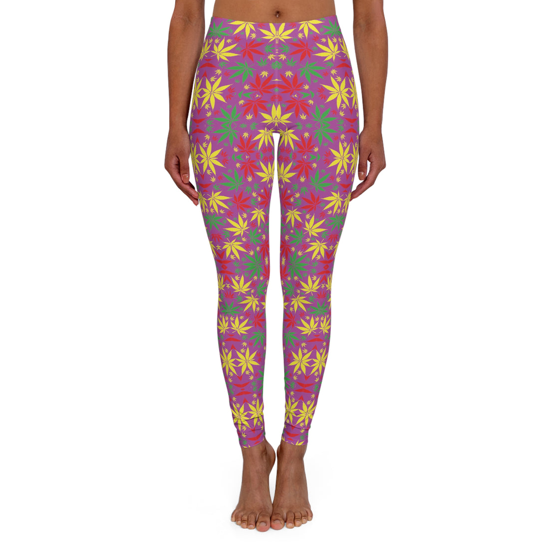 Lilac Bloom Tropical Rasta Toned Spandex Leggings