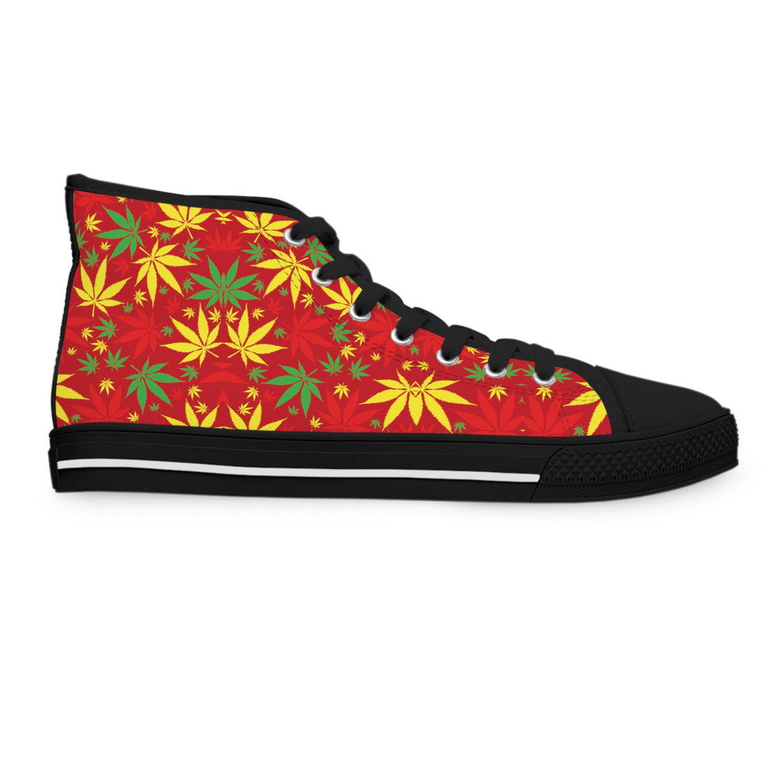 Red Tropical Rasta Toned Women's High Top Sneakers