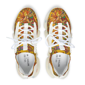 women's floral print mesh knit sneakers