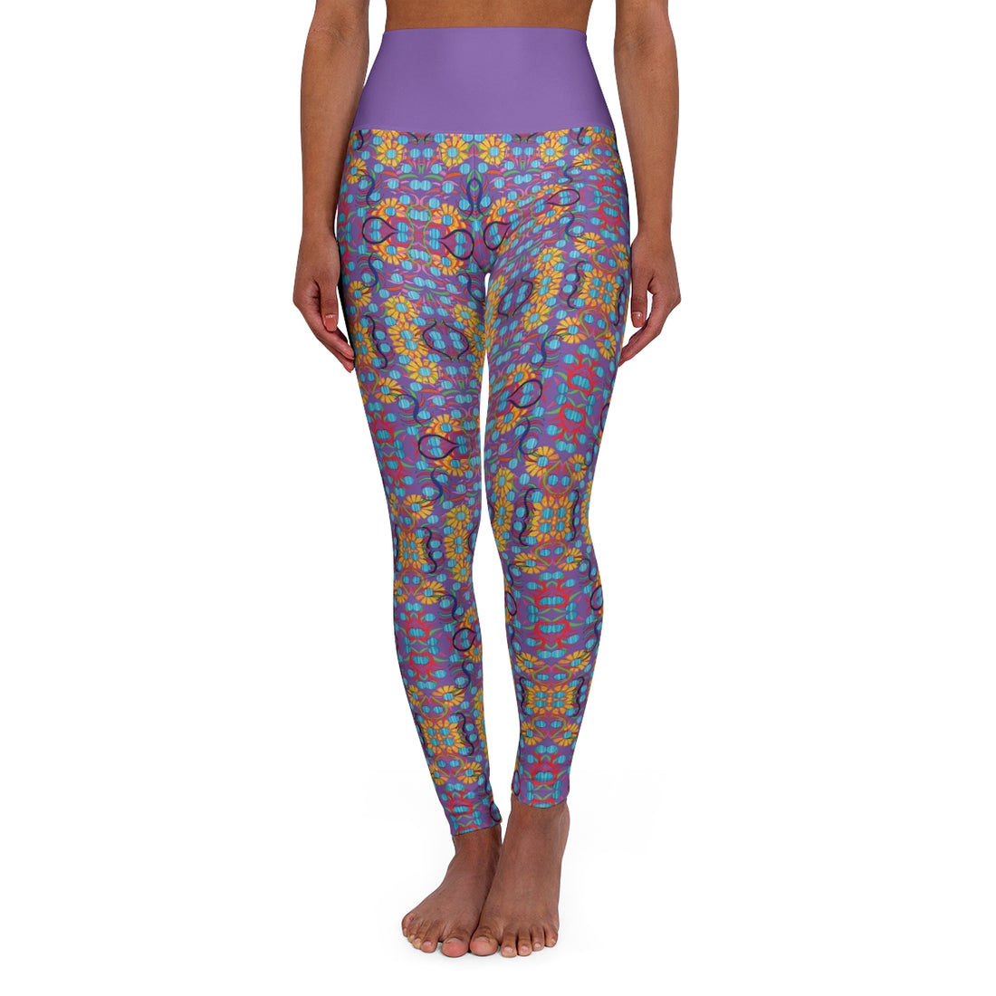 Pearl Purple Sunflower Print Racerback Sports Bra & Yoga Legging