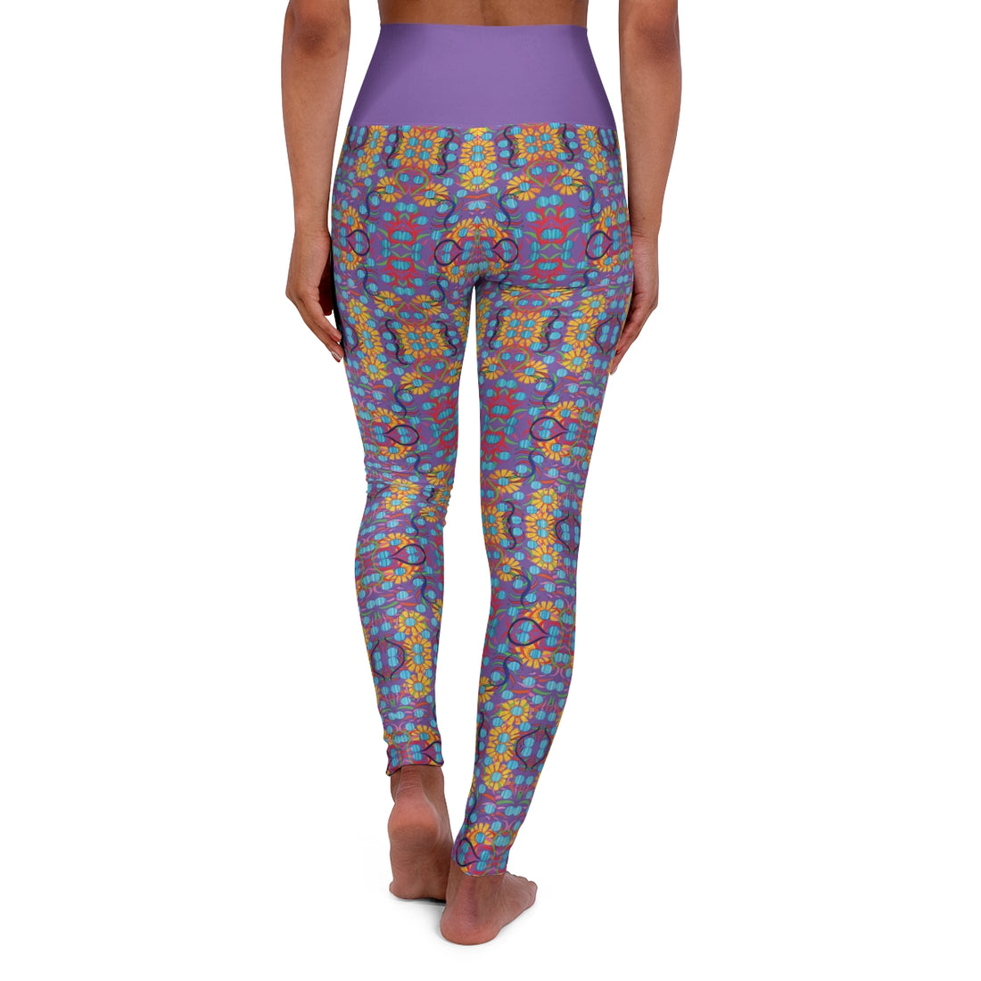 Pearl Purple Sunflower Print Racerback Sports Bra & Yoga Legging