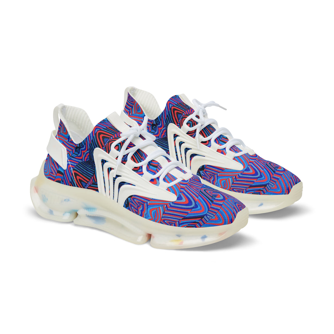 vermillion men's sonic waves print mesh knit sneakers 