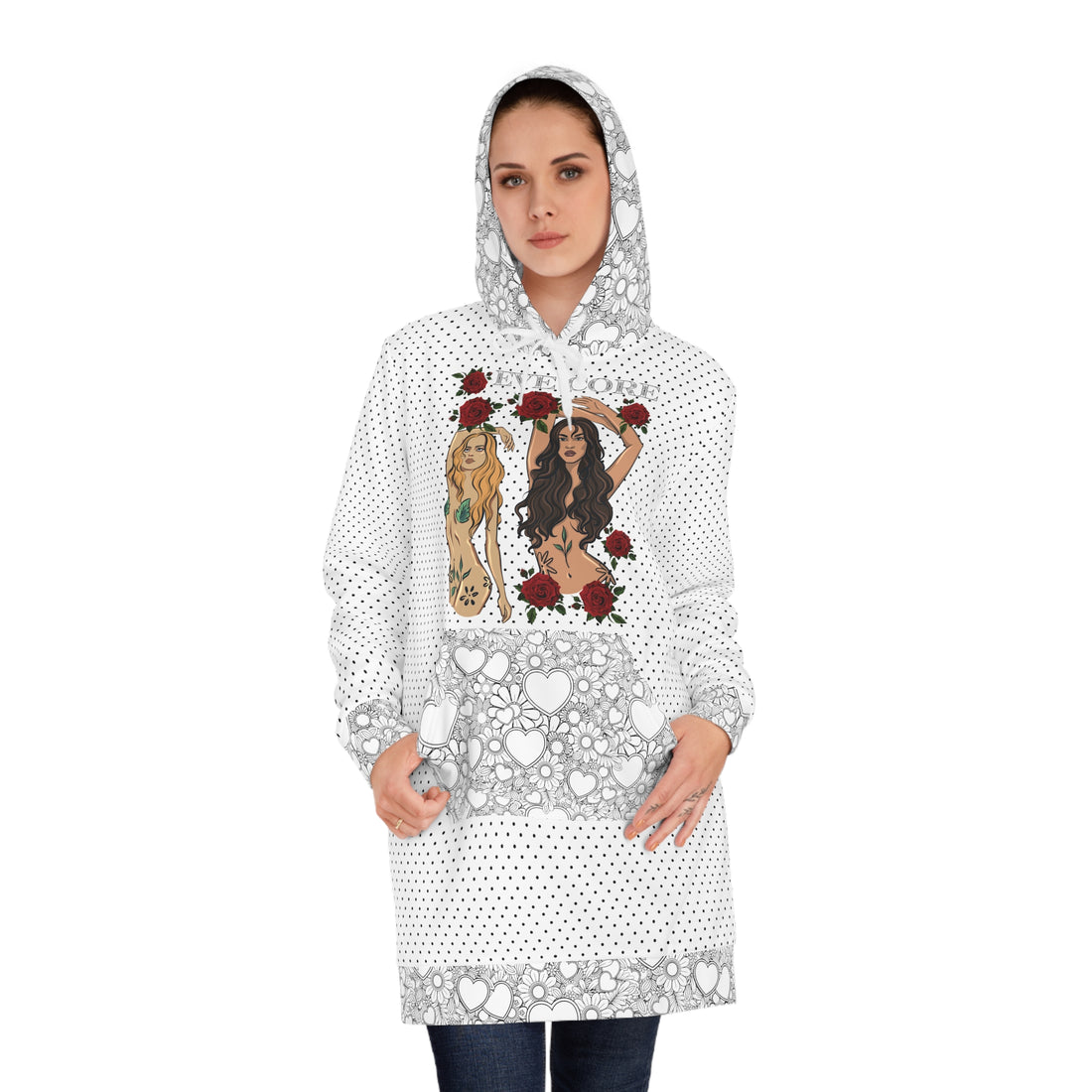 White Eve Core Hoodie Dress (AOP)