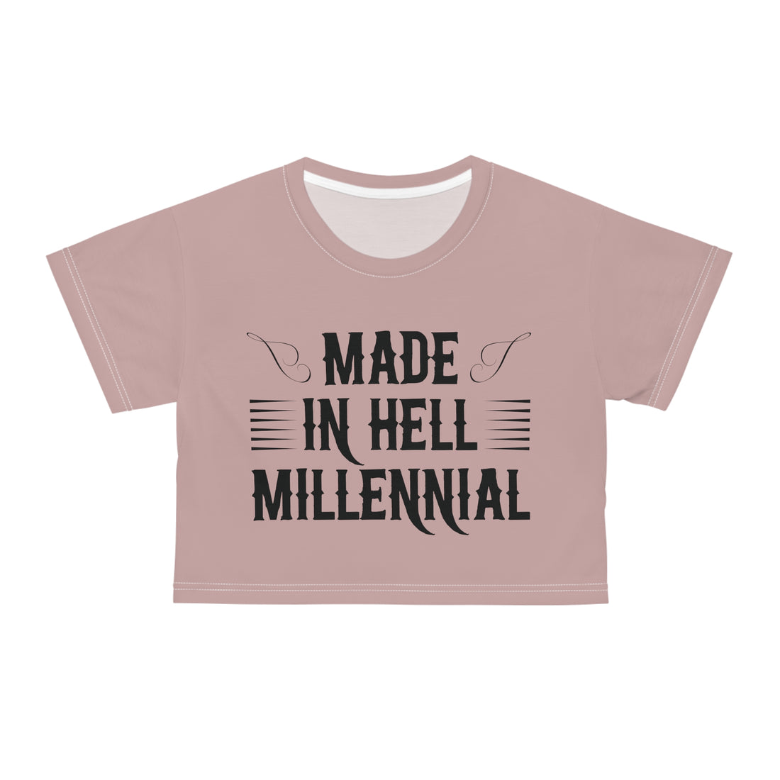 Taupe Millennial AOP Crop Tee