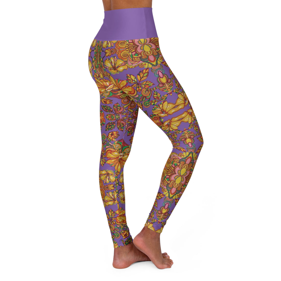 Pearl Purple Artsy Floral Yoga Leggings