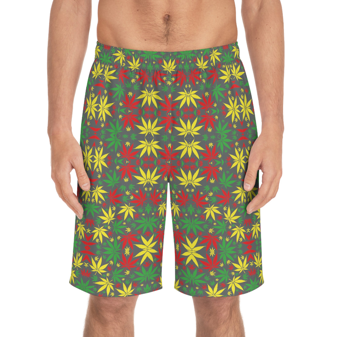 Grey Rasta Toned Men's Board Shorts (AOP)