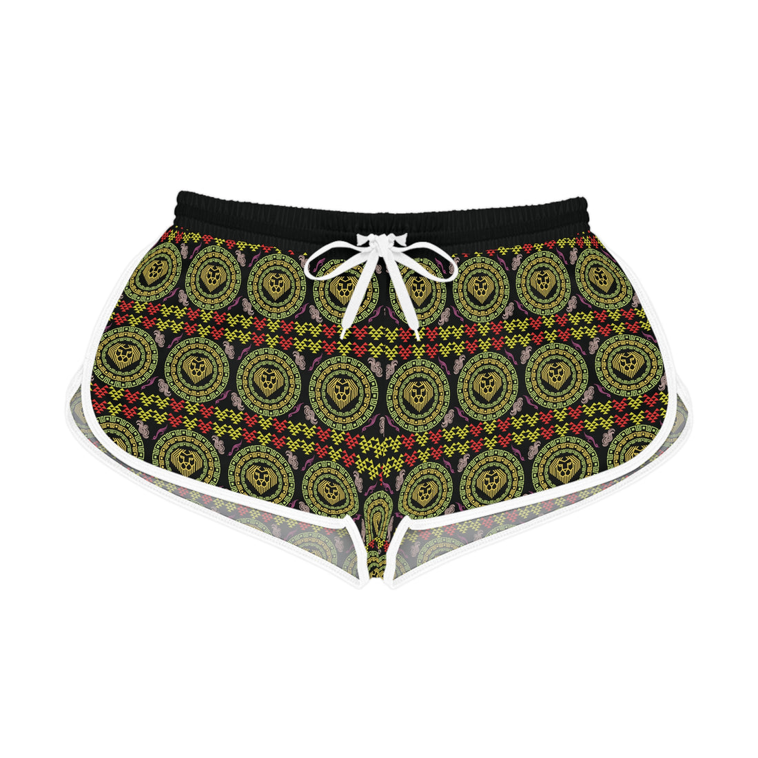 Black Geo Lion Head Relaxed Gym Shorts