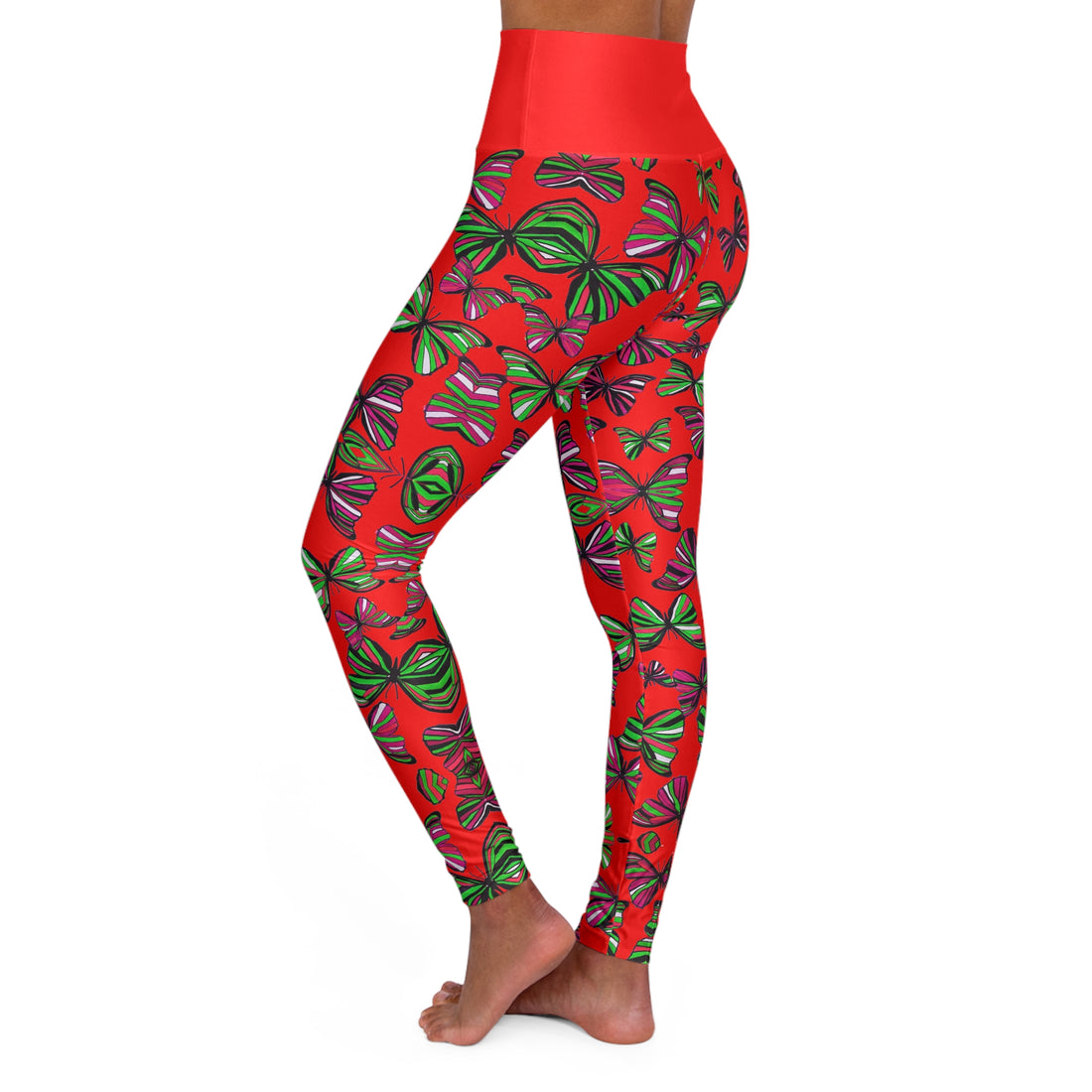 Red butterfly kaleidoscope Yoga Leggings