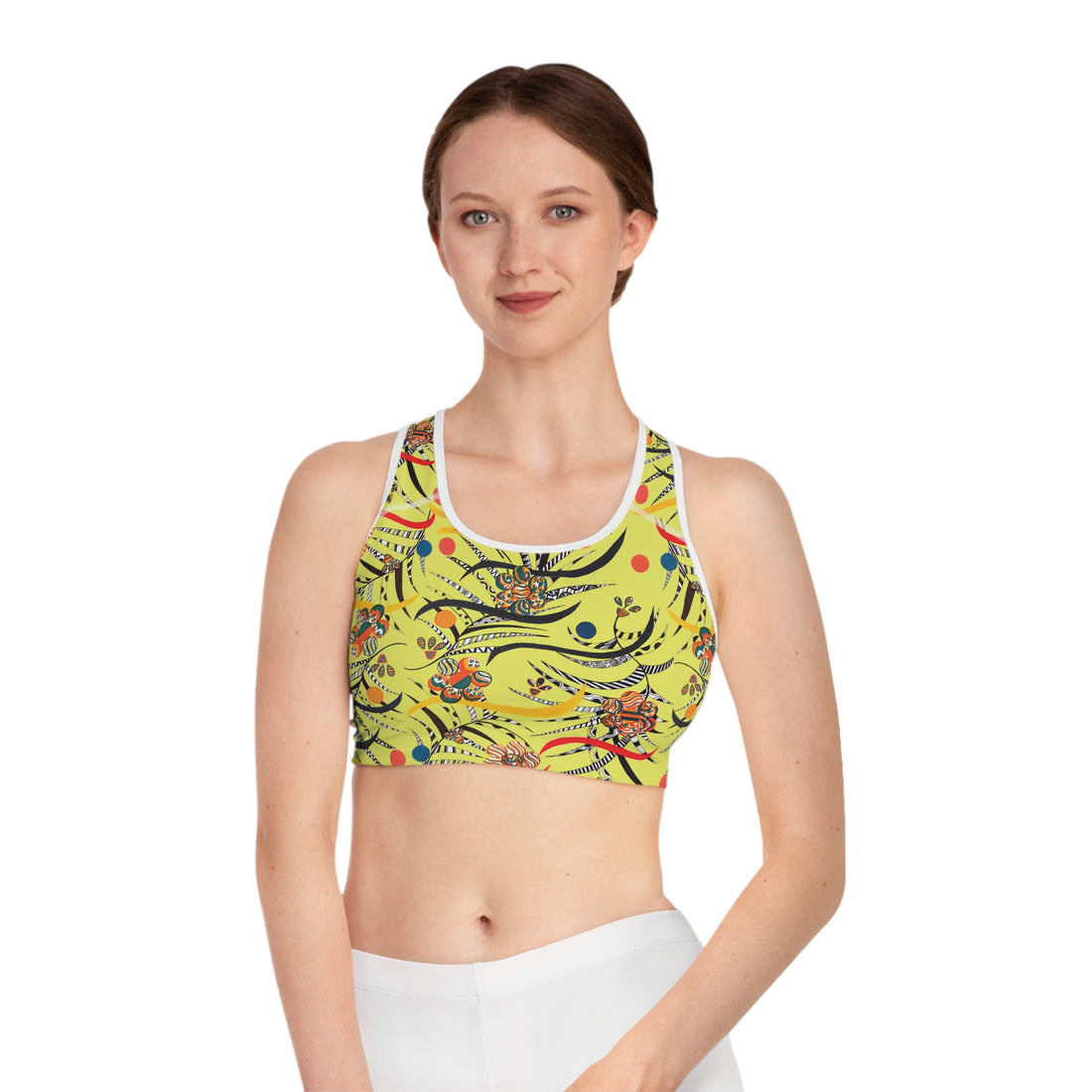 Canary Wilderness Print Racer Back (AOP) Sports Bra