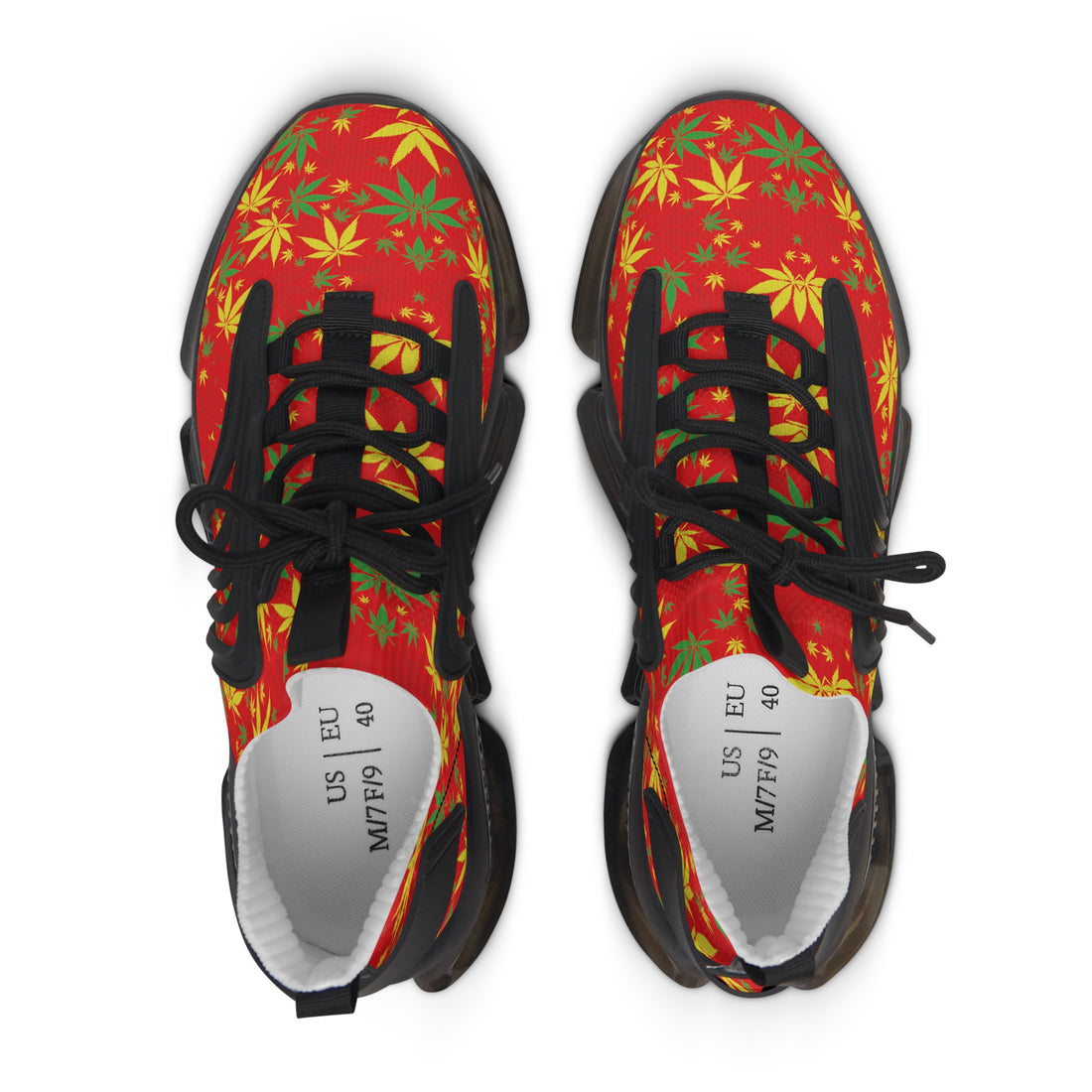 Red Tropical Rasta Toned Women's Mesh Knit Sneakers