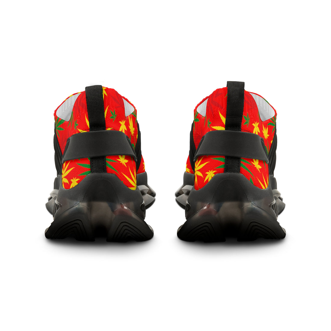 Red Tropical Rasta Toned Men's Mesh Knit Sneakers