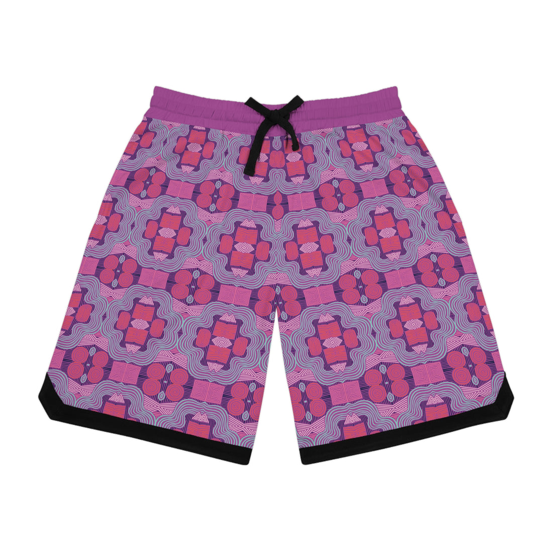 lilac Bloom Geometric Print Basketball Rib Shorts (AOP)