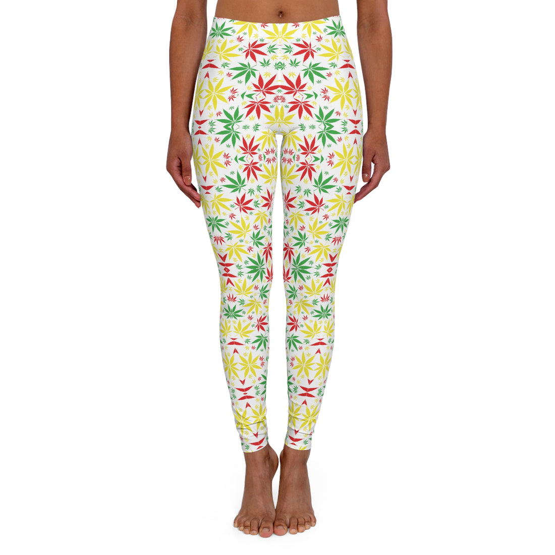 White Tropical Rasta Toned Spandex Leggings