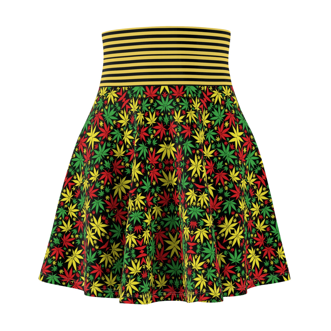 Black Tropical Rasta Toned Skater Skirt