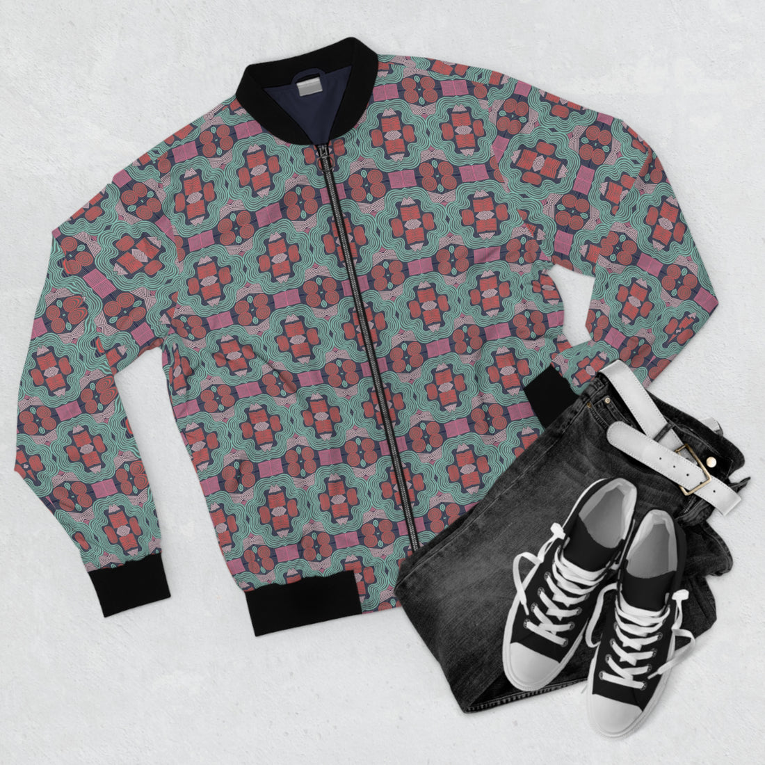 Ash Geometric Print Men's Bomber Jacket