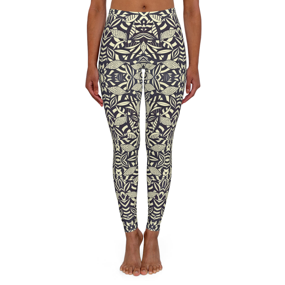 Cream Tropical Minimalist Spandex Leggings