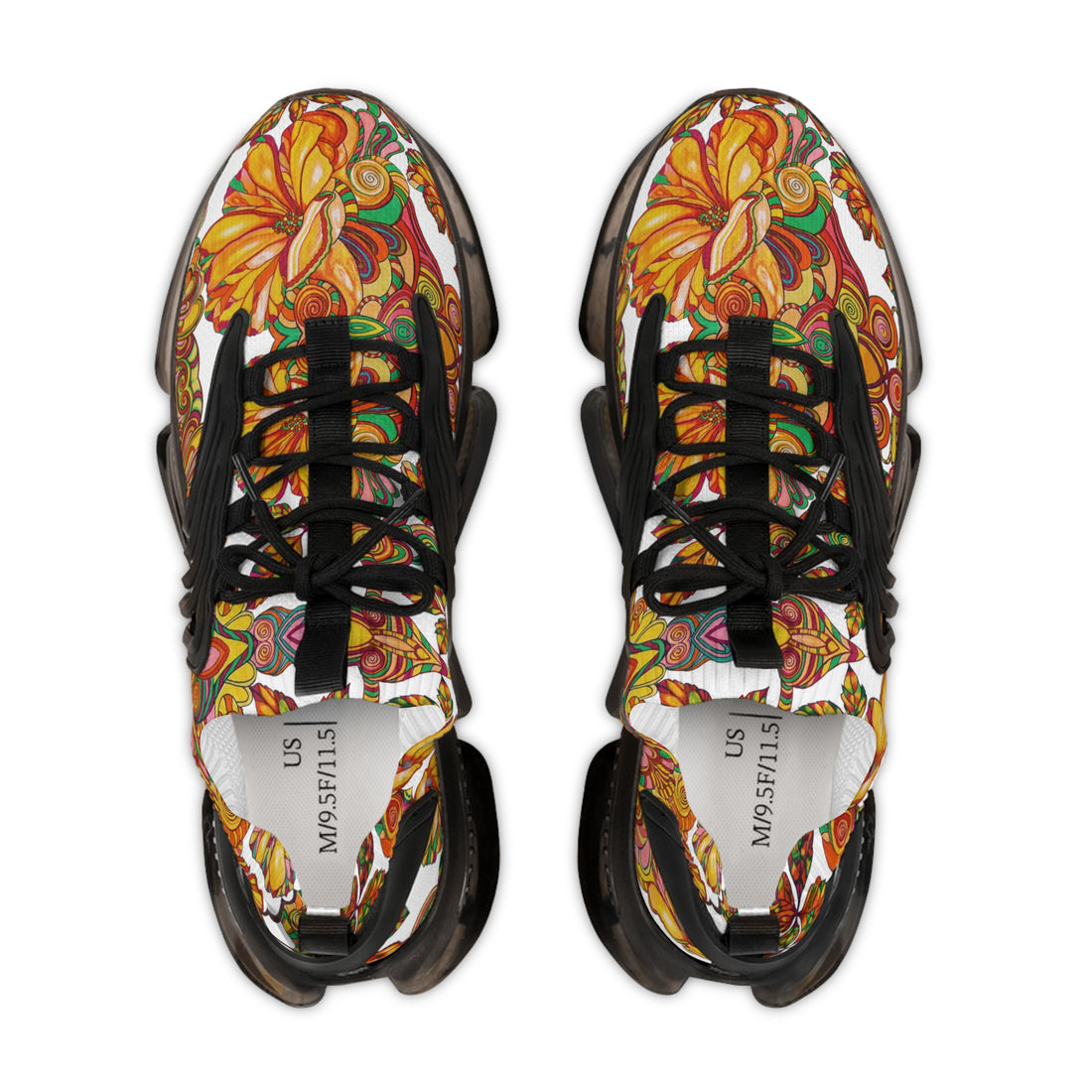 white floral print mesh knit sneakers fr men