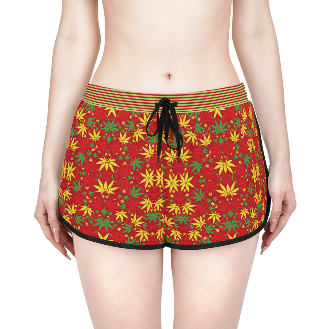 Red Tropical Rasta Toned Relaxed Gym Shorts