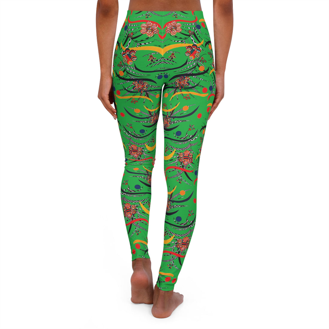 Lawn Green Wilderness Print Spandex Leggings