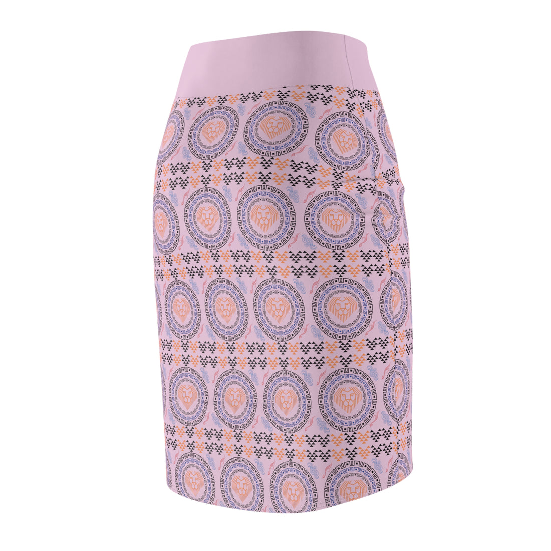 Lilac Geo Lion Head Pencil Skirt