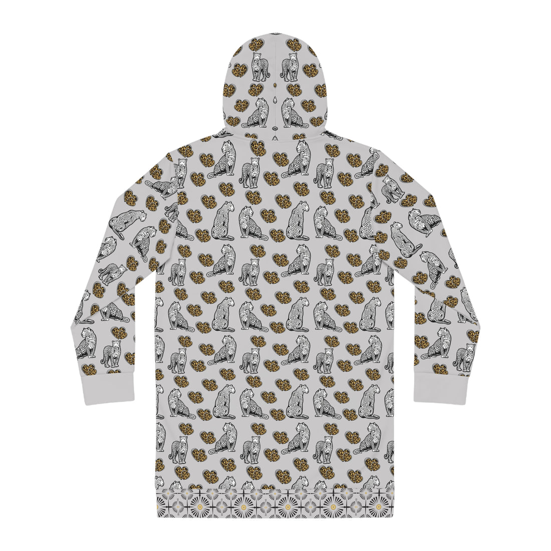 Slate Cheetah Hearts Hoodie Dress (AOP)